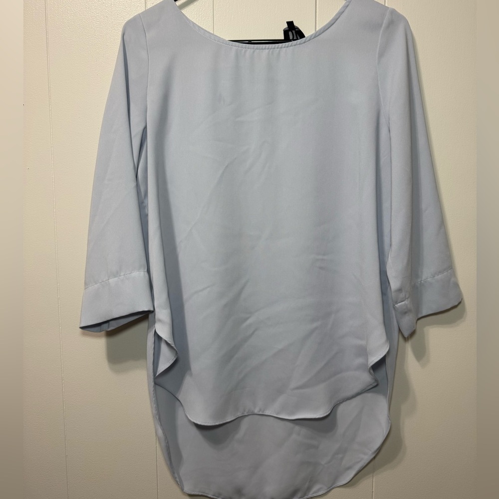 Daily Look Business Casual Blue/Gray Women's Blouse size medium 3/4s sleeve